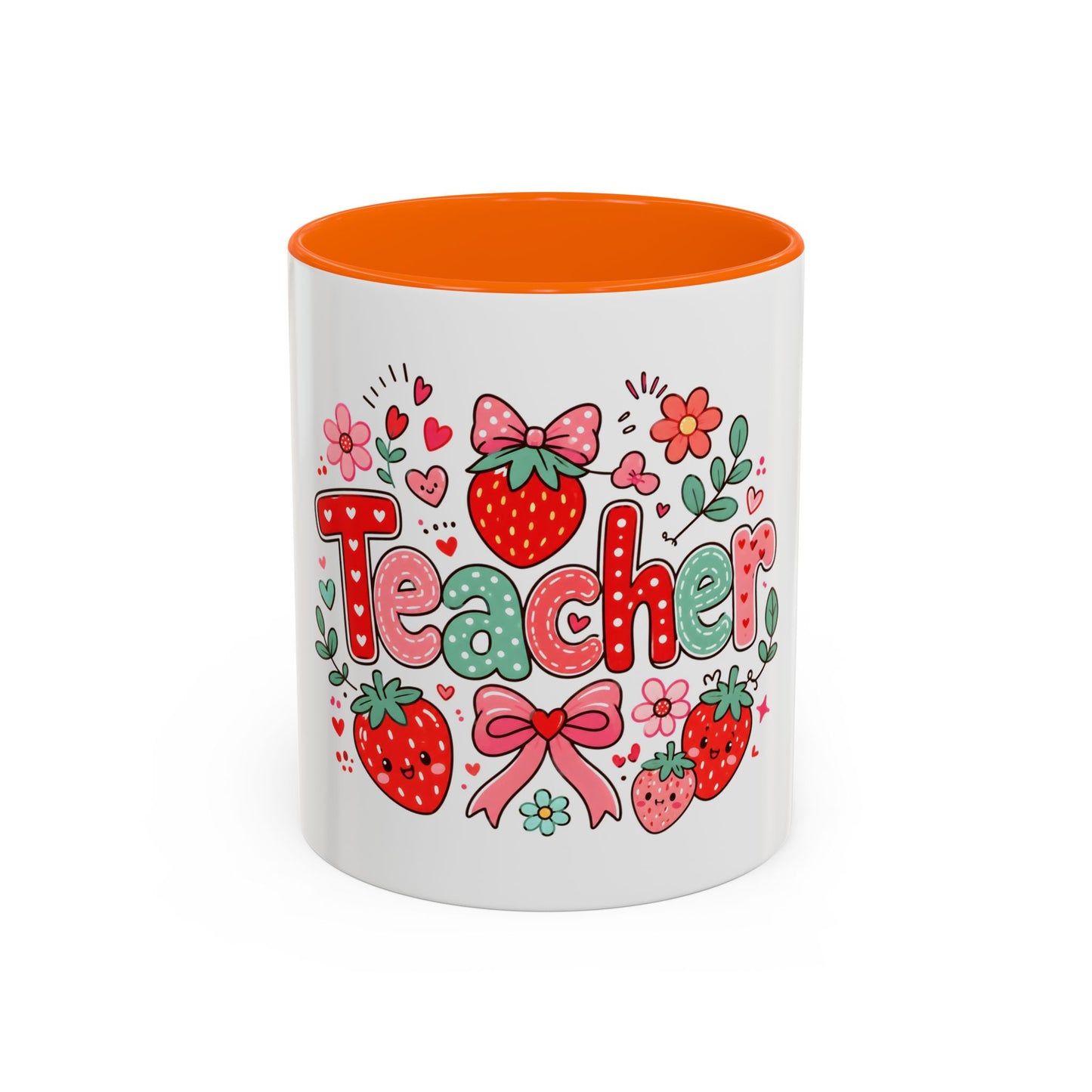 Teacher Strawberry Accent Coffee Mug — Cute Thank You Gift for Teachers
