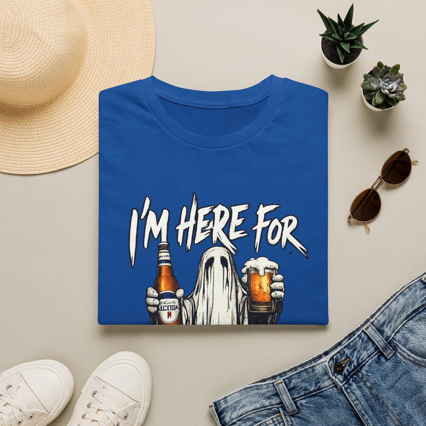 I'm Here for the Boos T-Shirt — Halloween Ghost Beer & Pumpkin Party Tee