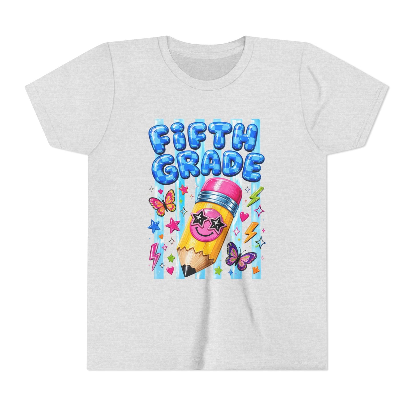 Fifth Grade Kids Tee — Cute Smiley Pencil Back-to-School Shirt for Girls & Boys