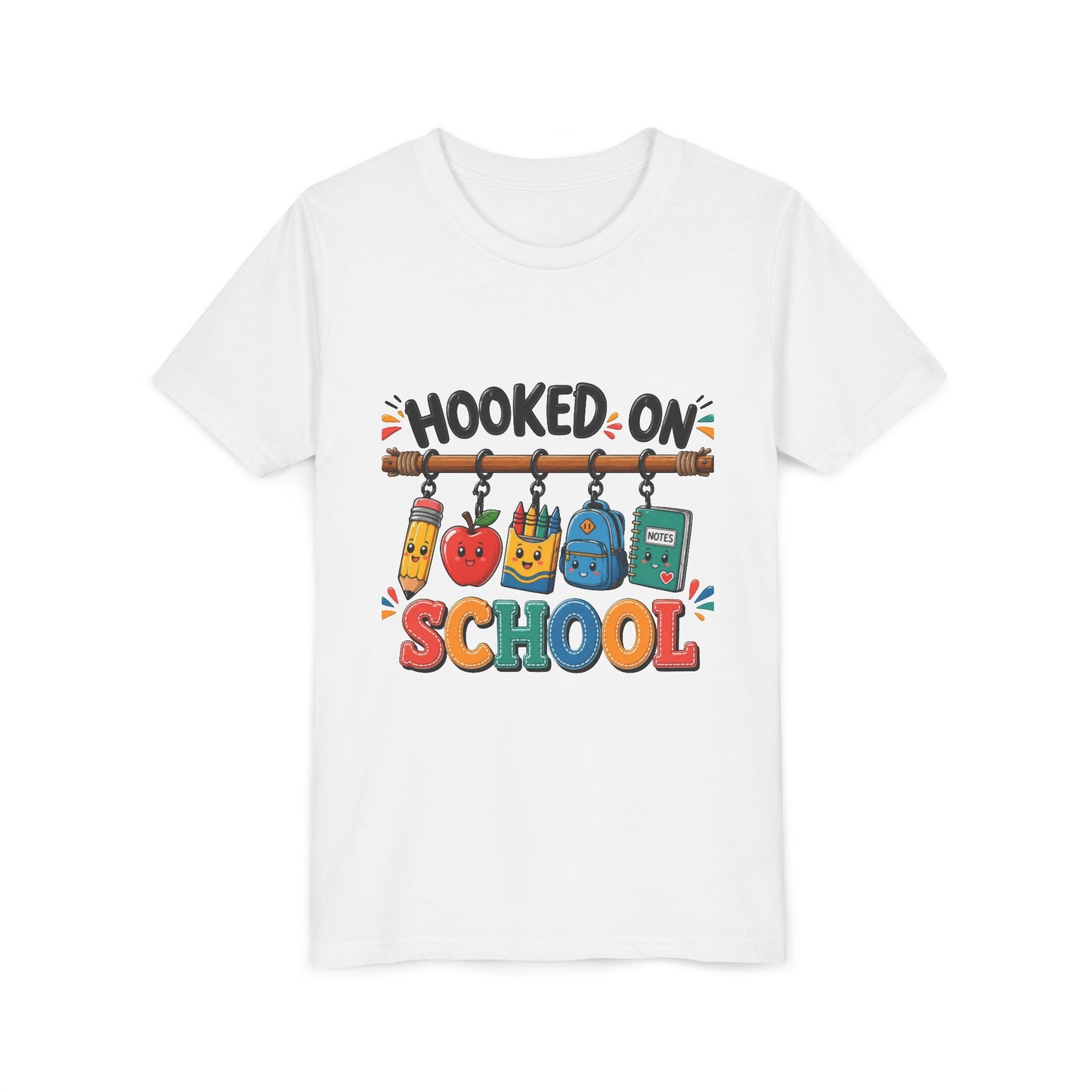 Youth Tee — "Hooked on School" Back-to-School Kids T-Shirt