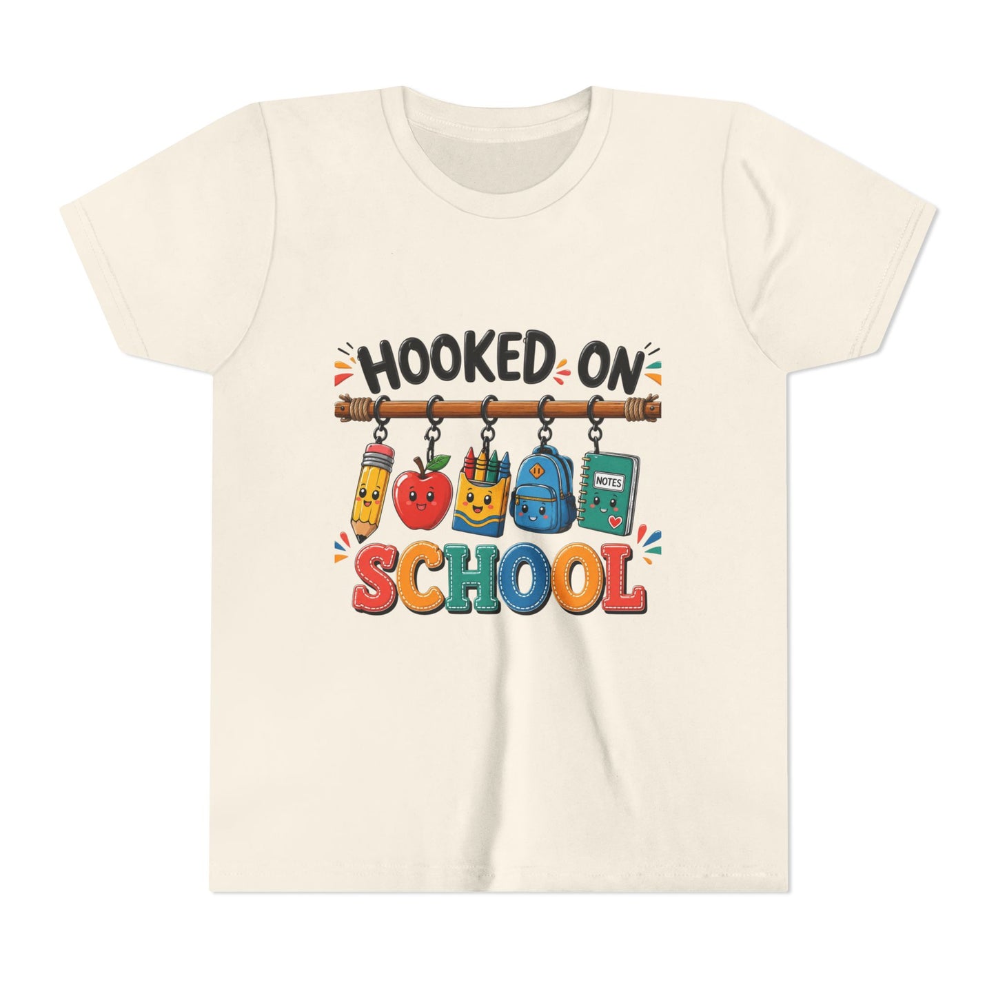 Youth Tee — "Hooked on School" Back-to-School Kids T-Shirt