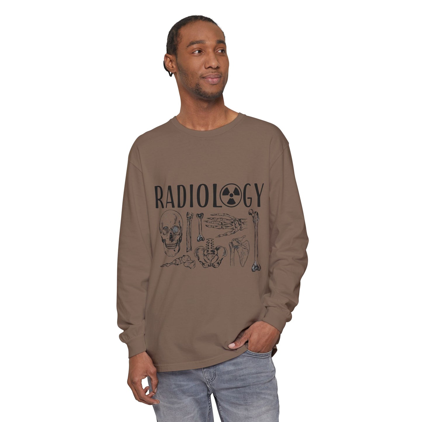 Radiology Anatomy Long Sleeve Tee — Skull & Bones Medical Shirt for Radiologic Technicians
