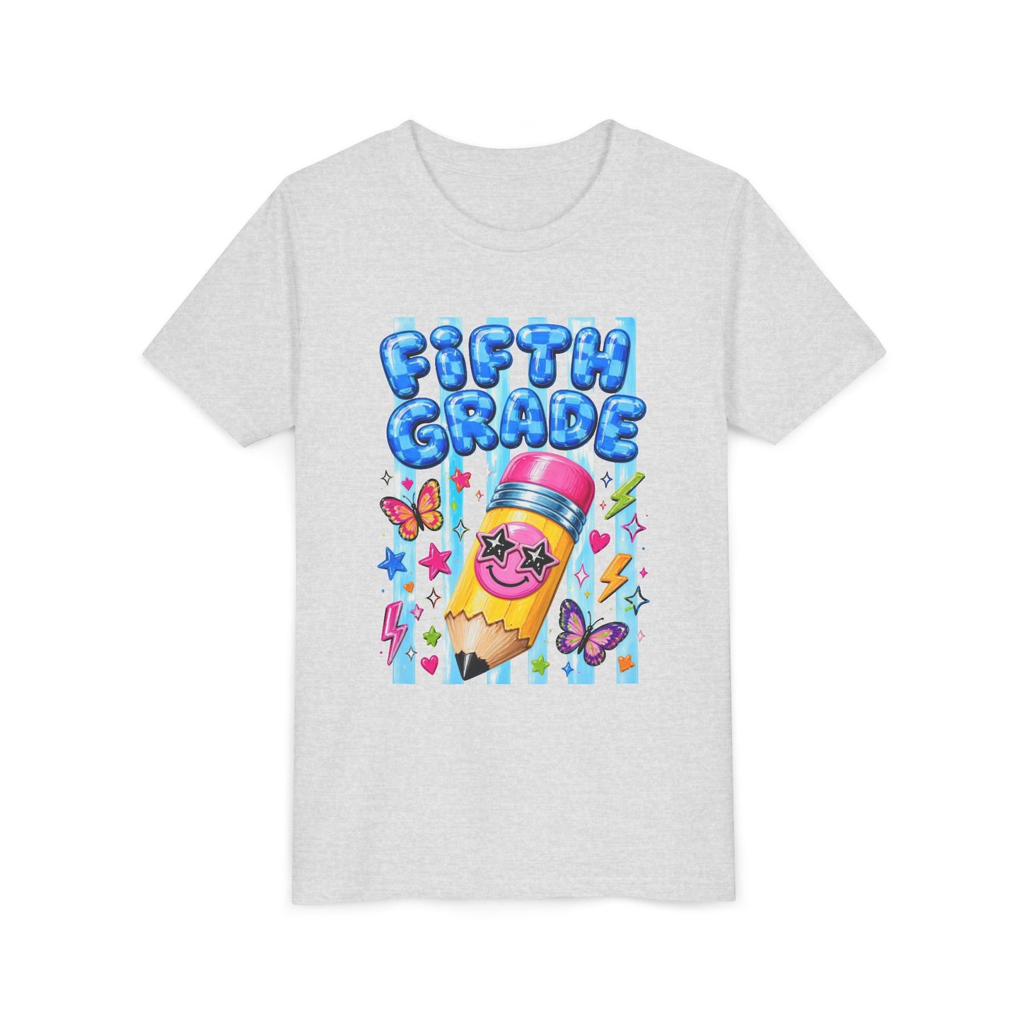 Fifth Grade Kids Tee — Cute Smiley Pencil Back-to-School Shirt for Girls & Boys