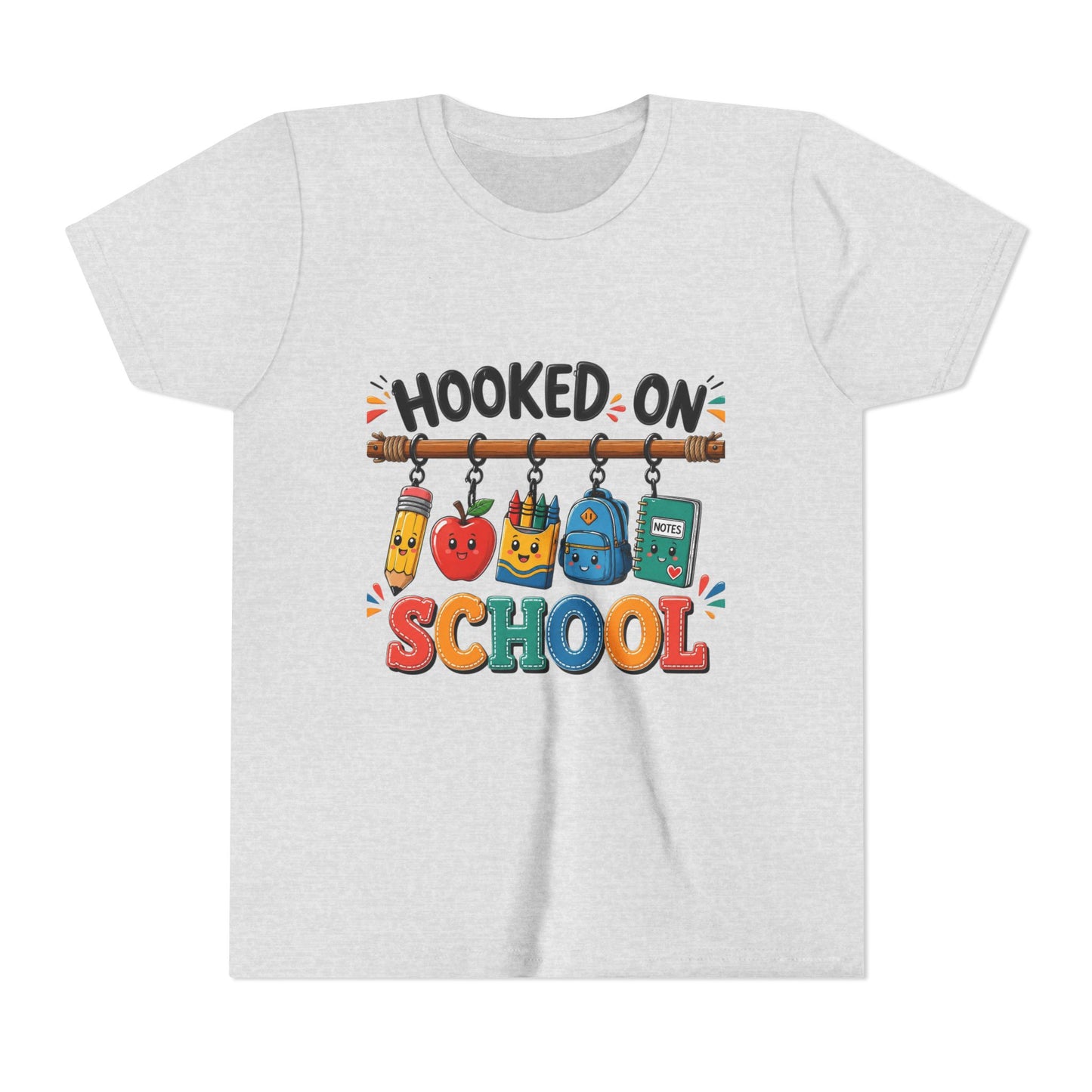 Youth Tee — "Hooked on School" Back-to-School Kids T-Shirt
