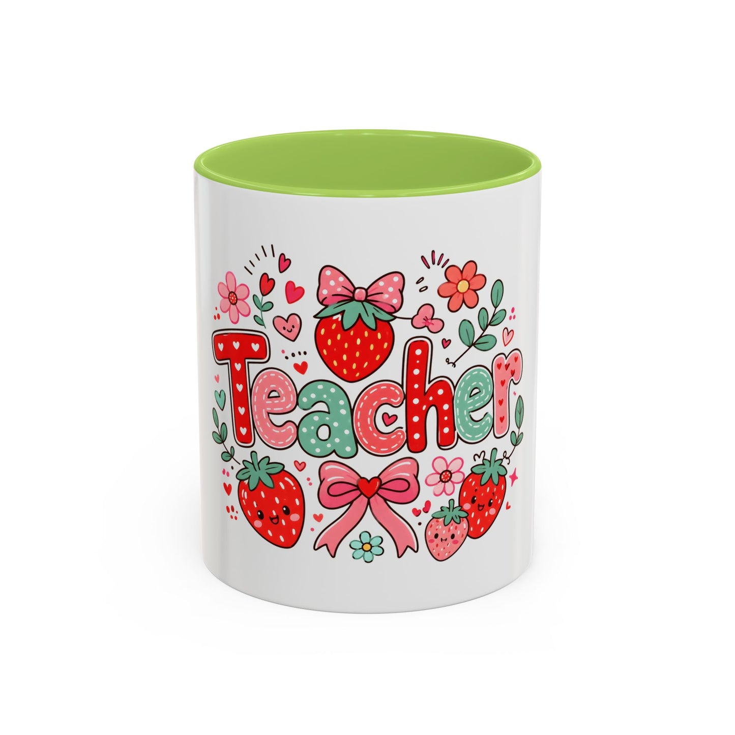 Teacher Strawberry Accent Coffee Mug — Cute Thank You Gift for Teachers