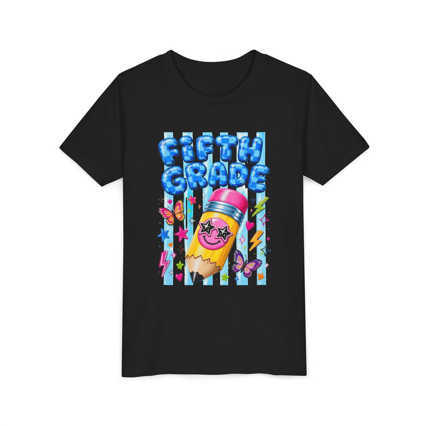 Fifth Grade Kids Tee — Cute Smiley Pencil Back-to-School Shirt for Girls & Boys
