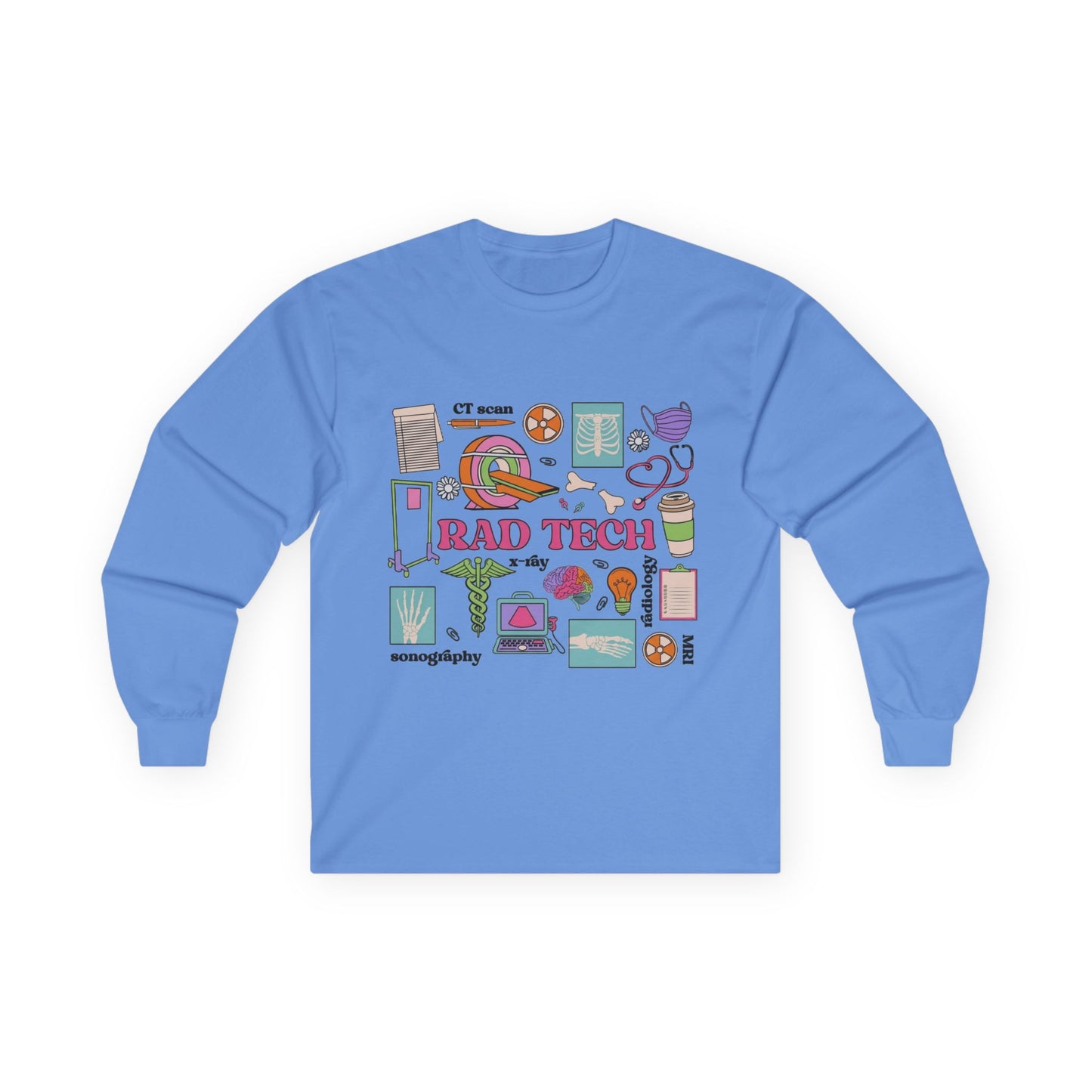 Rad Tech Collage Long Sleeve Tee — Radiology Technologist Graphic Shirt