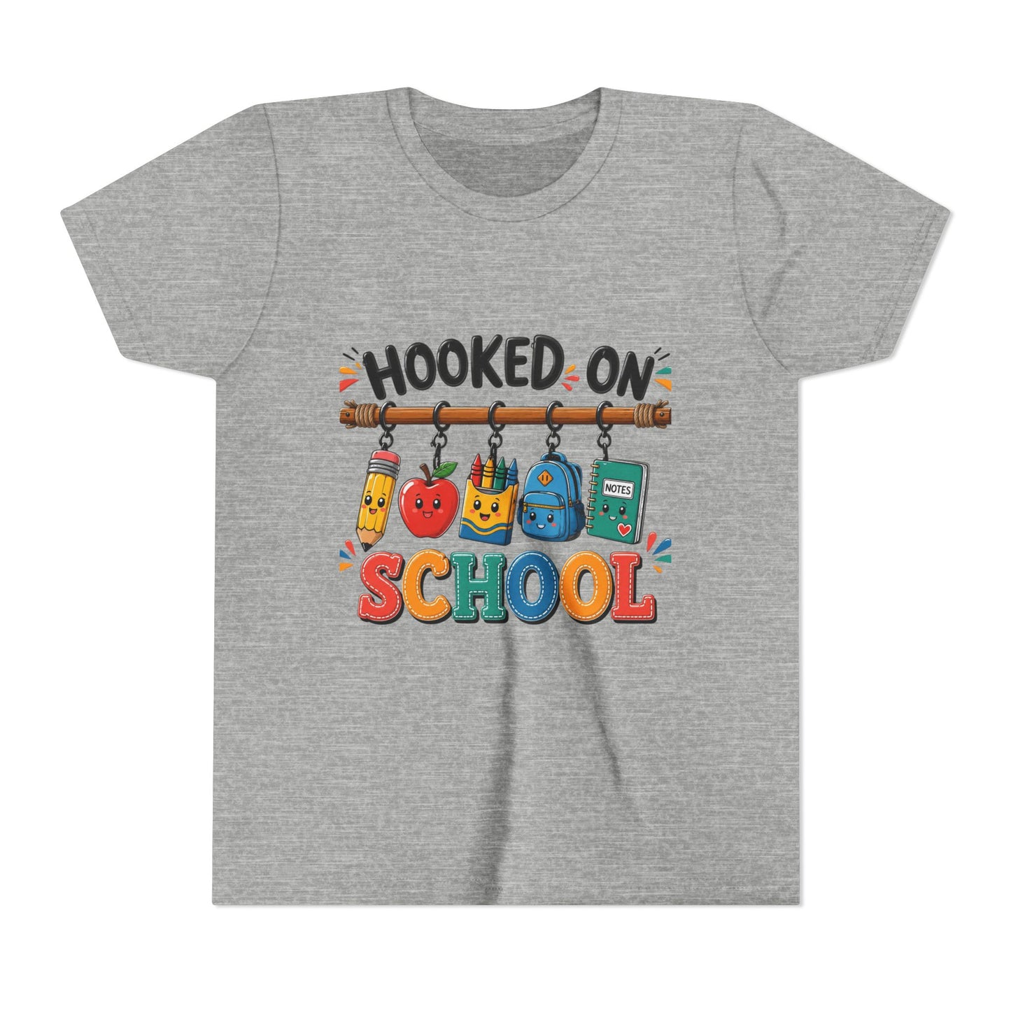 Youth Tee — "Hooked on School" Back-to-School Kids T-Shirt