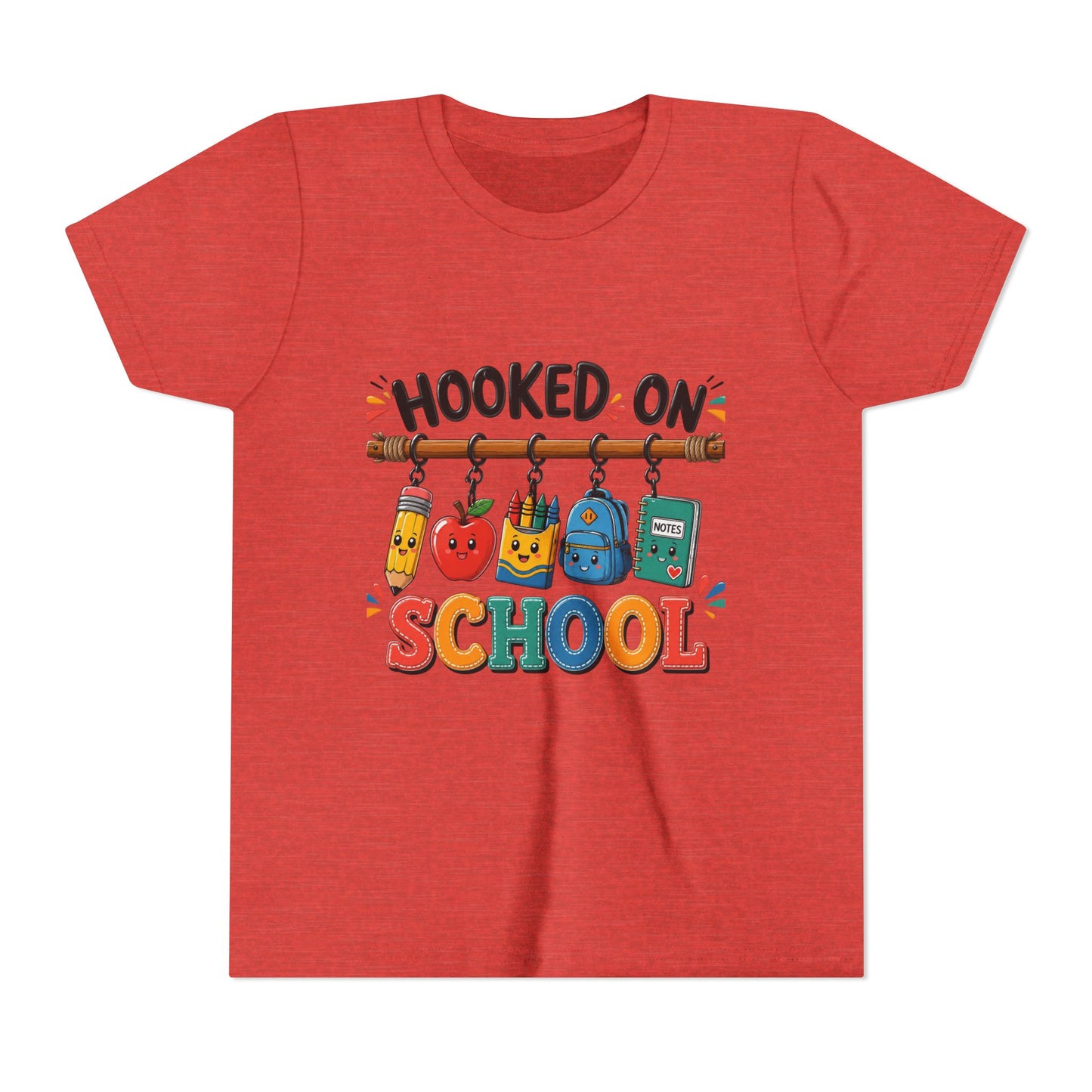Youth Tee — "Hooked on School" Back-to-School Kids T-Shirt
