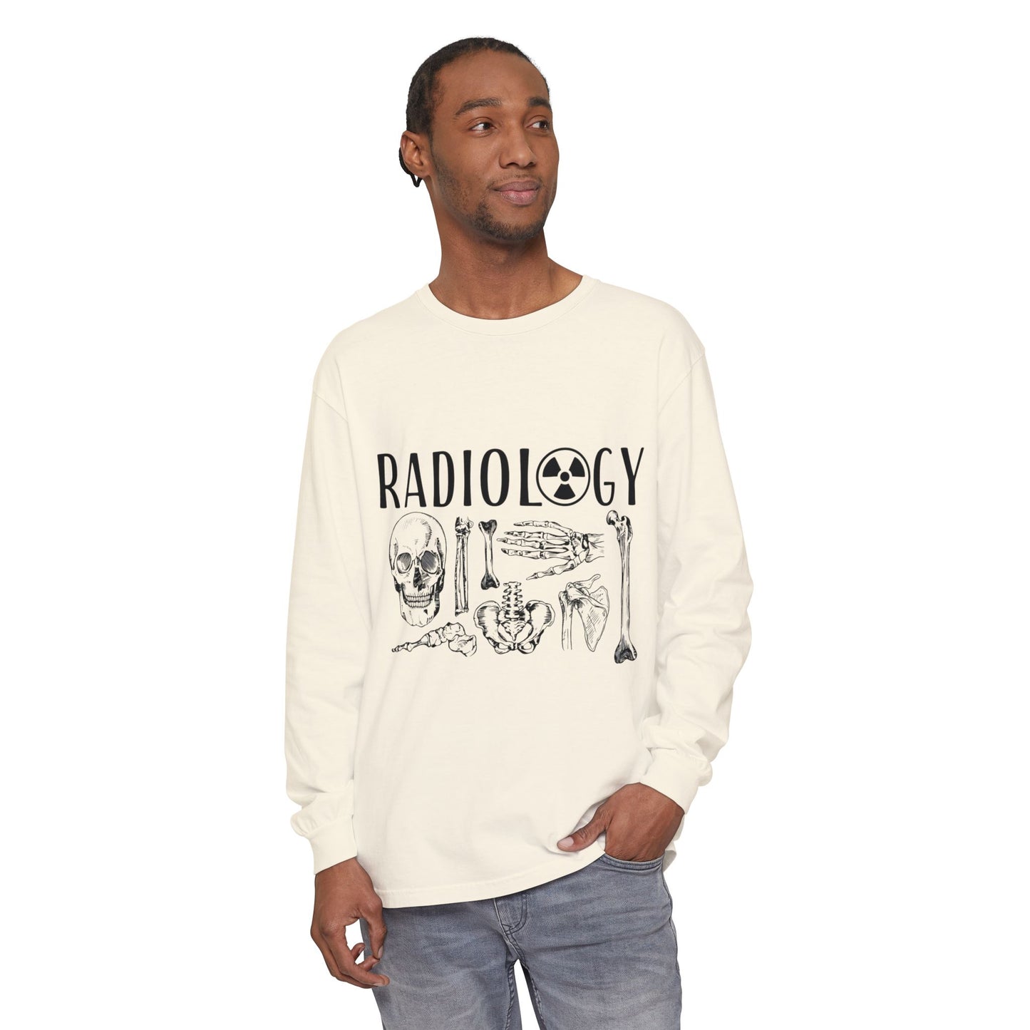 Radiology Anatomy Long Sleeve Tee — Skull & Bones Medical Shirt for Radiologic Technicians