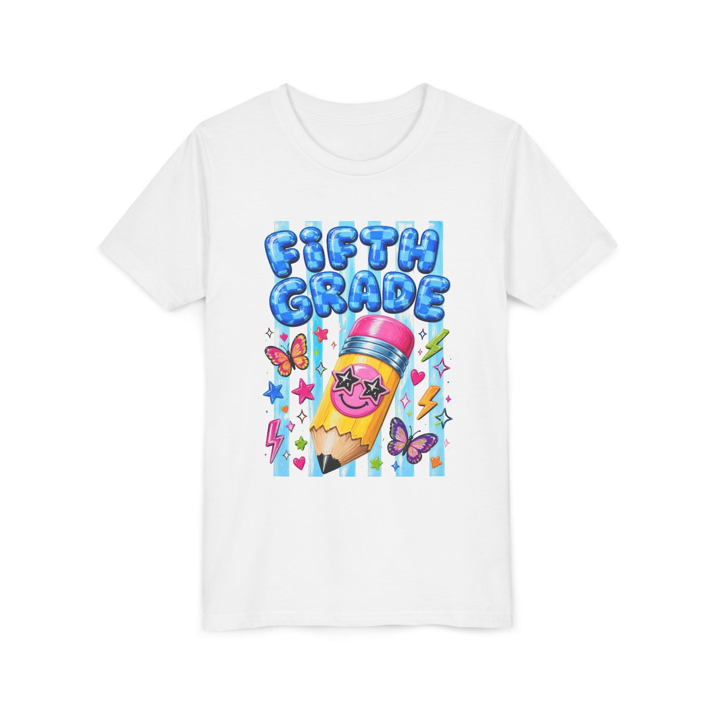 Fifth Grade Kids Tee — Cute Smiley Pencil Back-to-School Shirt for Girls & Boys