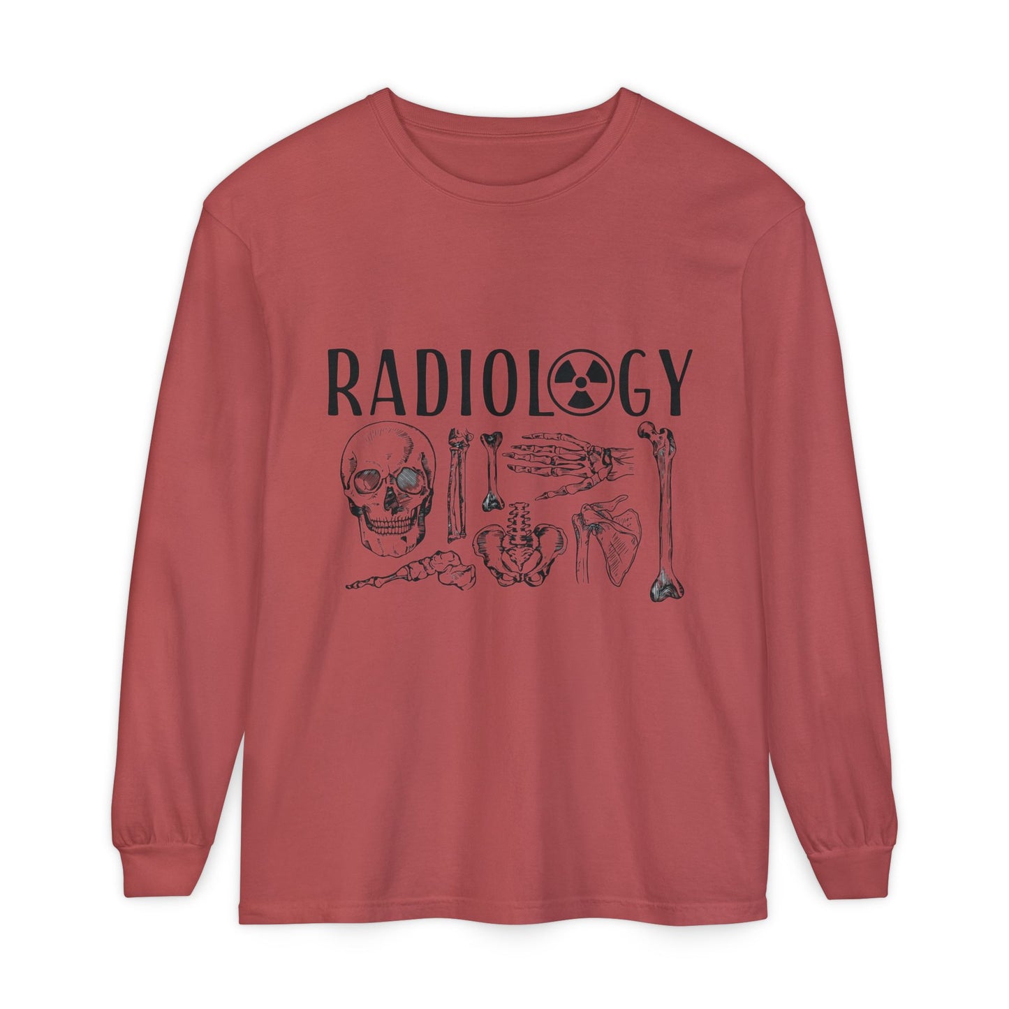 Radiology Anatomy Long Sleeve Tee — Skull & Bones Medical Shirt for Radiologic Technicians