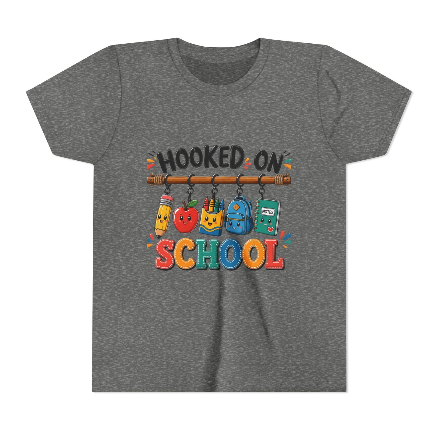 Youth Tee — "Hooked on School" Back-to-School Kids T-Shirt