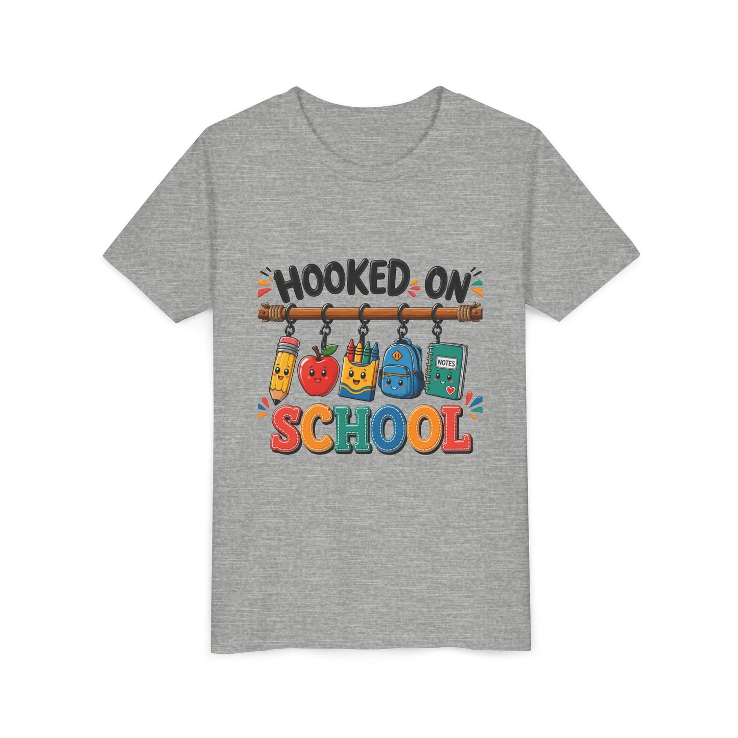 Youth Tee — "Hooked on School" Back-to-School Kids T-Shirt
