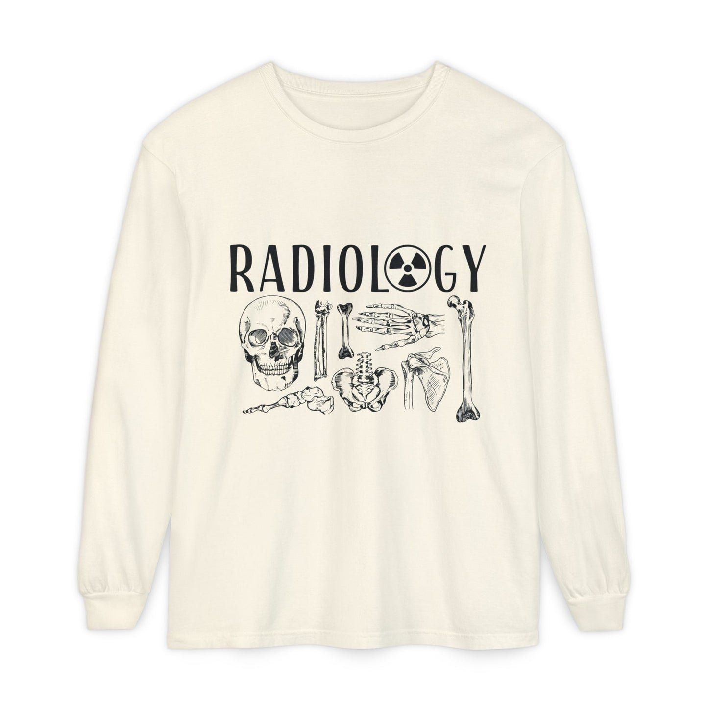 Radiology Anatomy Long Sleeve Tee — Skull & Bones Medical Shirt for Radiologic Technicians