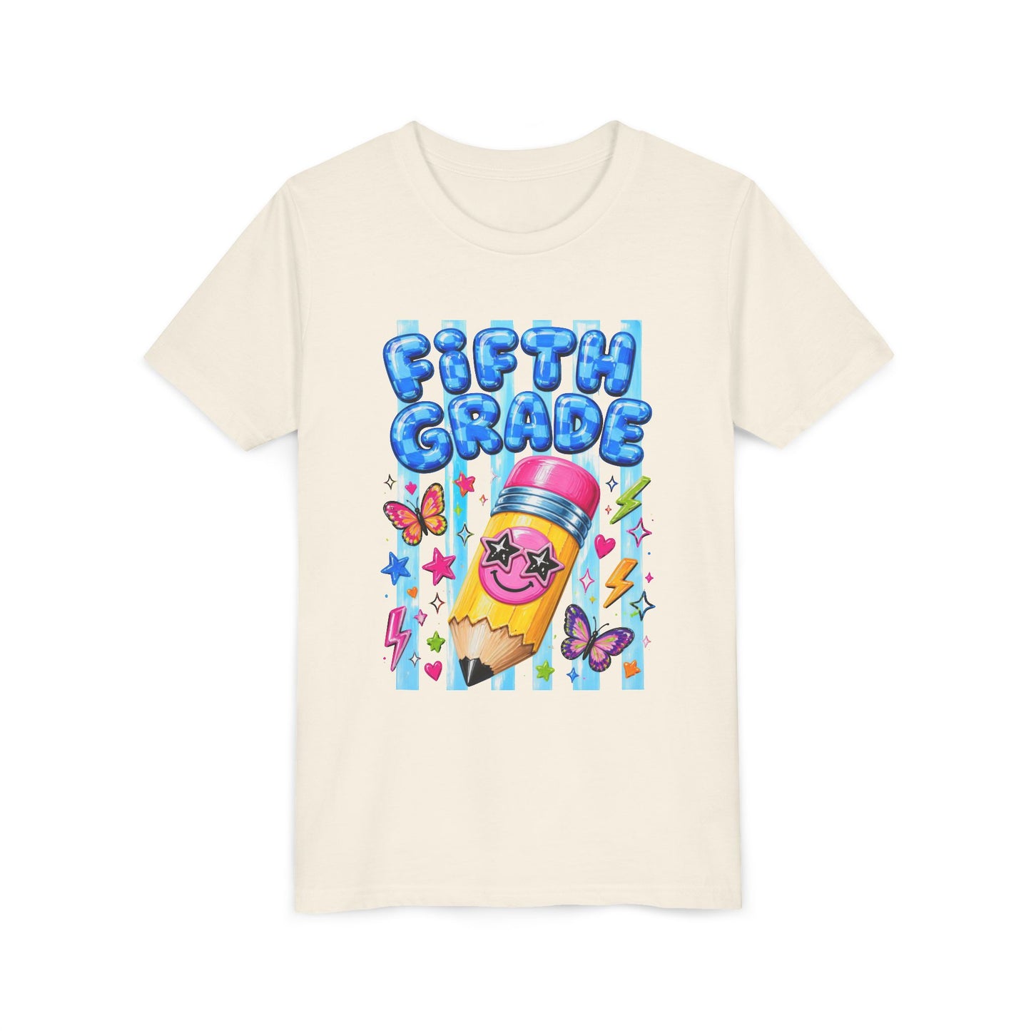 Fifth Grade Kids Tee — Cute Smiley Pencil Back-to-School Shirt for Girls & Boys