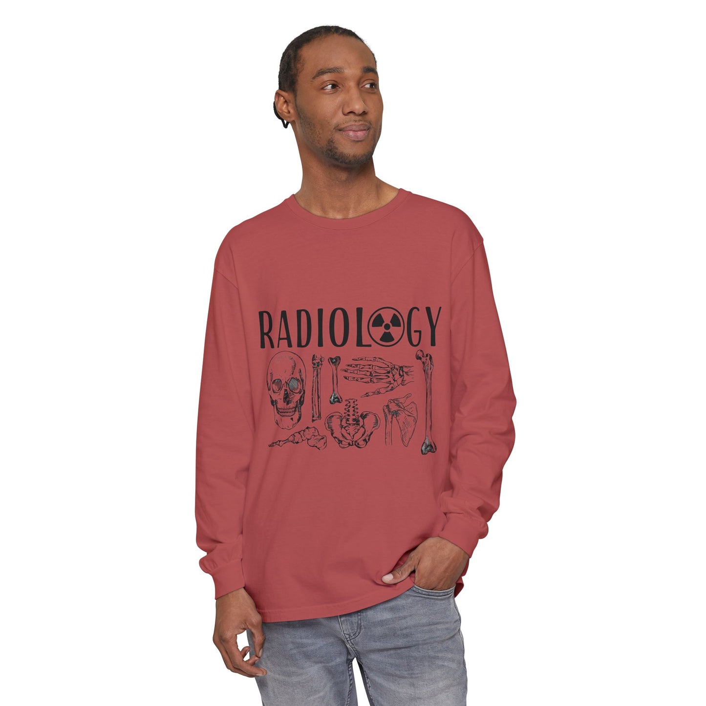 Radiology Anatomy Long Sleeve Tee — Skull & Bones Medical Shirt for Radiologic Technicians
