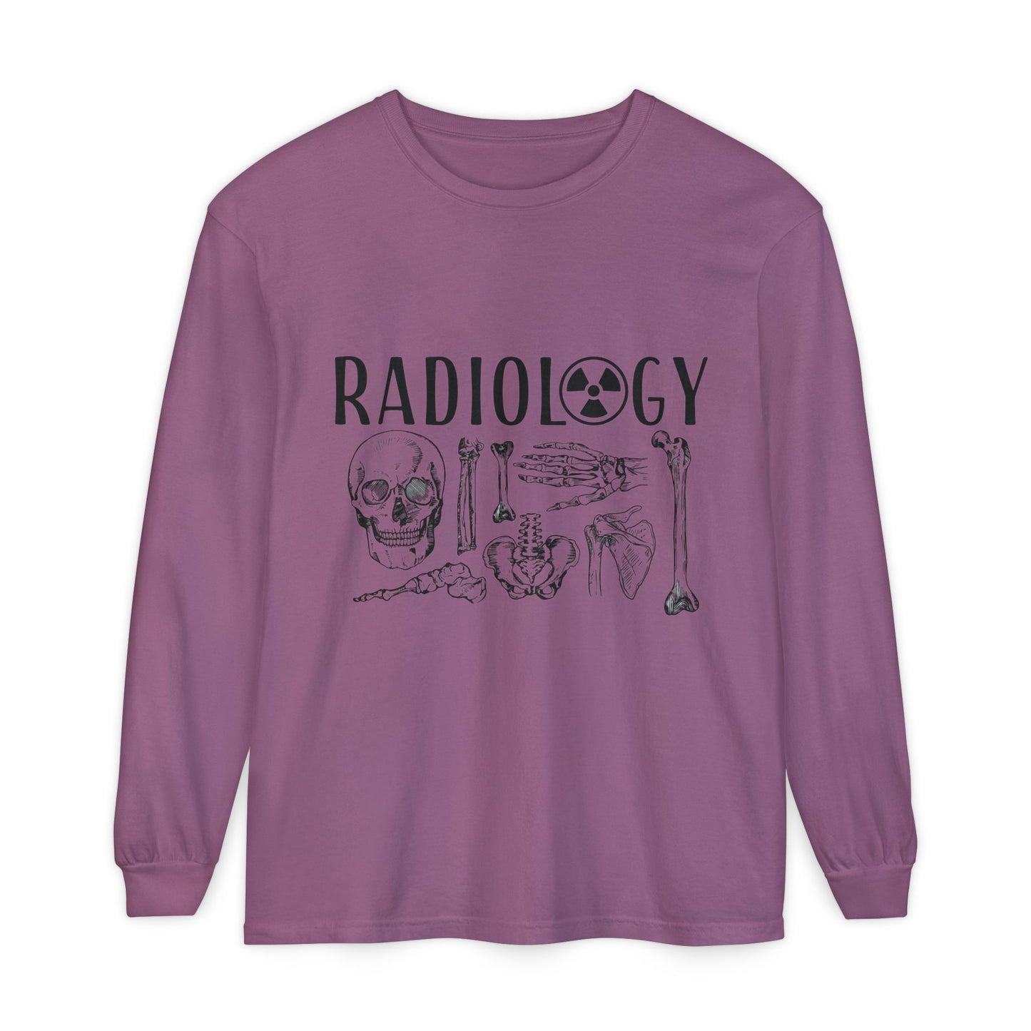 Radiology Anatomy Long Sleeve Tee — Skull & Bones Medical Shirt for Radiologic Technicians