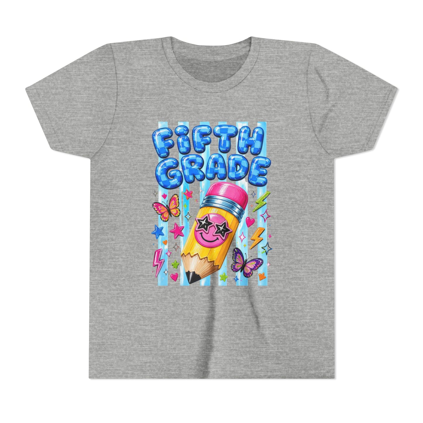 Fifth Grade Kids Tee — Cute Smiley Pencil Back-to-School Shirt for Girls & Boys