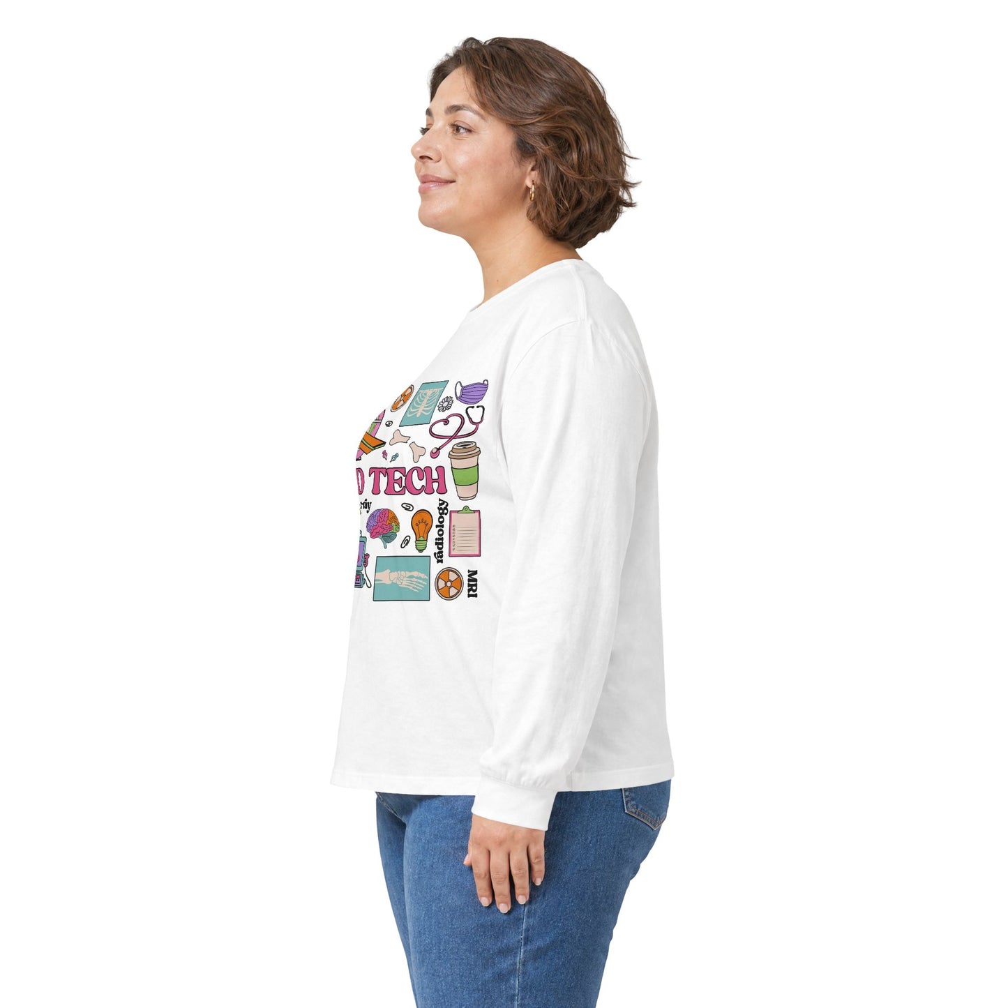 Rad Tech Collage Long Sleeve Tee — Radiology Technologist Graphic Shirt