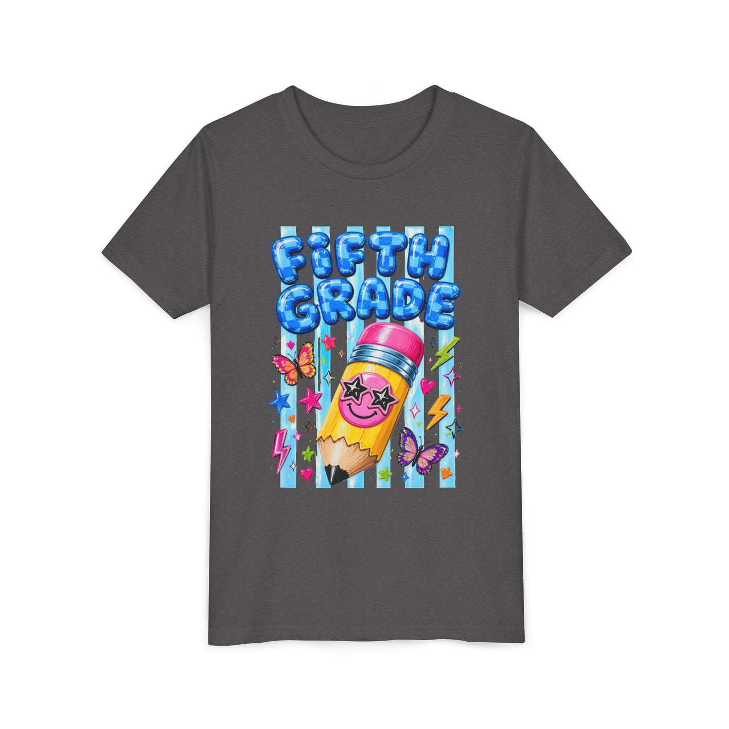 Fifth Grade Kids Tee — Cute Smiley Pencil Back-to-School Shirt for Girls & Boys