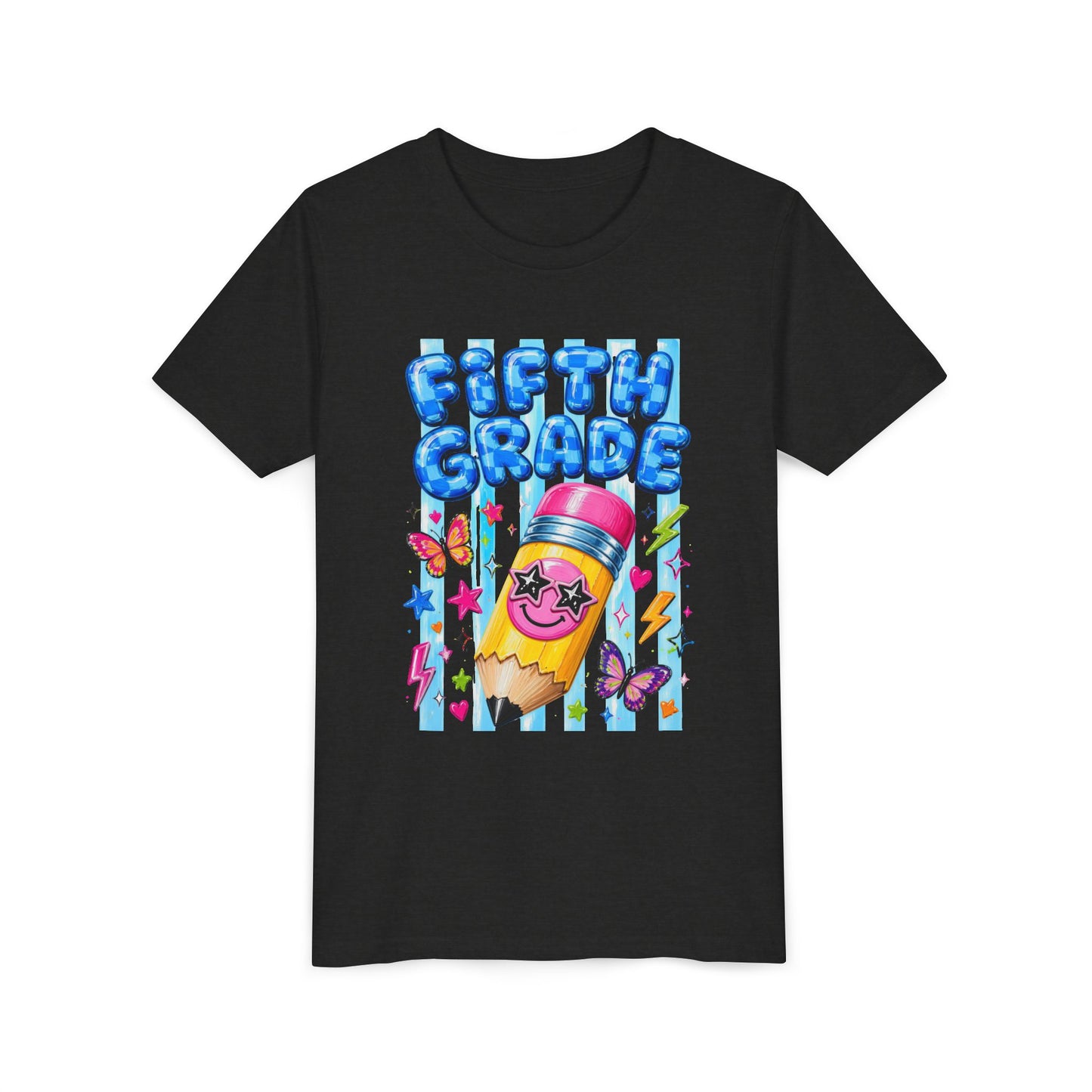 Fifth Grade Kids Tee — Cute Smiley Pencil Back-to-School Shirt for Girls & Boys