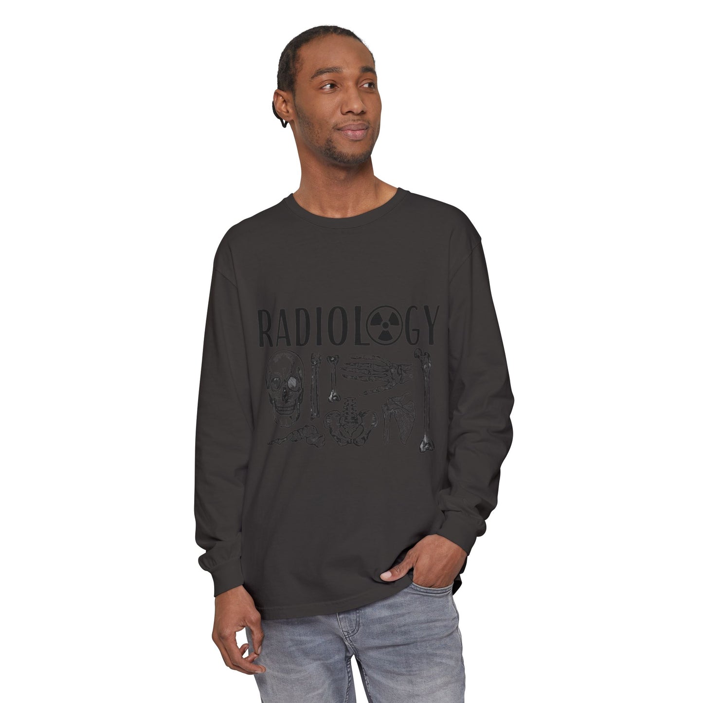 Radiology Anatomy Long Sleeve Tee — Skull & Bones Medical Shirt for Radiologic Technicians