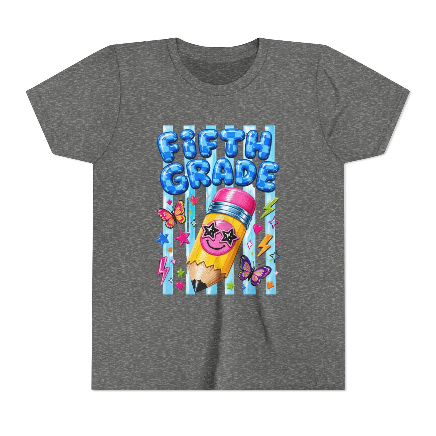 Fifth Grade Kids Tee — Cute Smiley Pencil Back-to-School Shirt for Girls & Boys