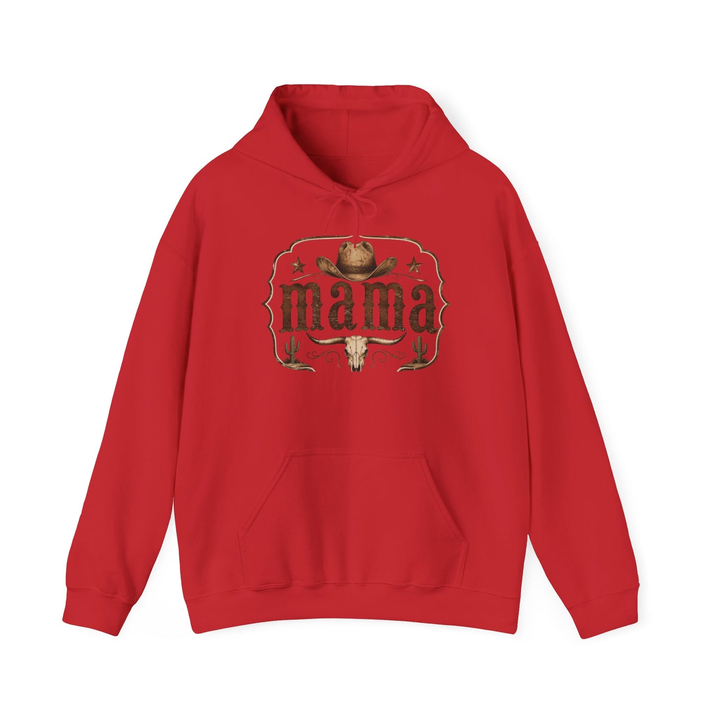 Mama Western Hoodie — Cowboy Hat & Bull Skull Mama Sweatshirt