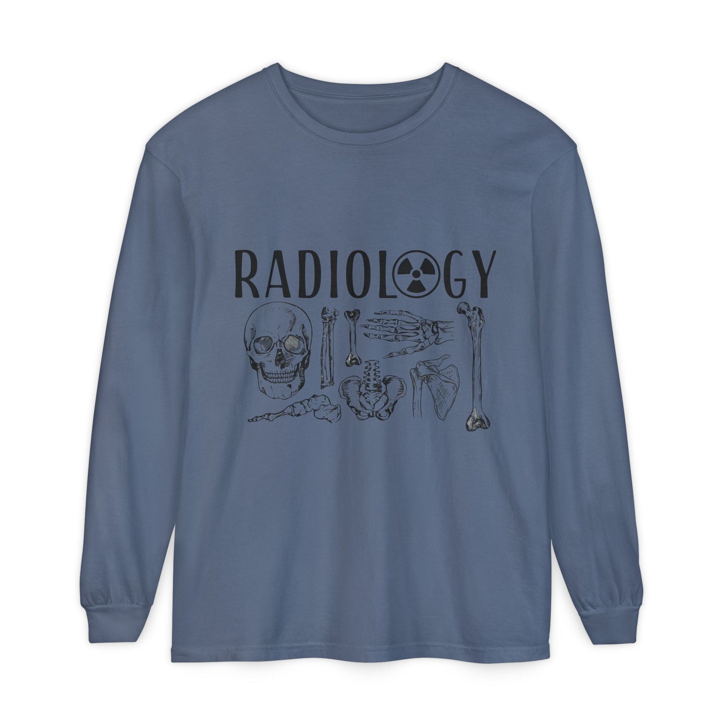 Radiology Anatomy Long Sleeve Tee — Skull & Bones Medical Shirt for Radiologic Technicians