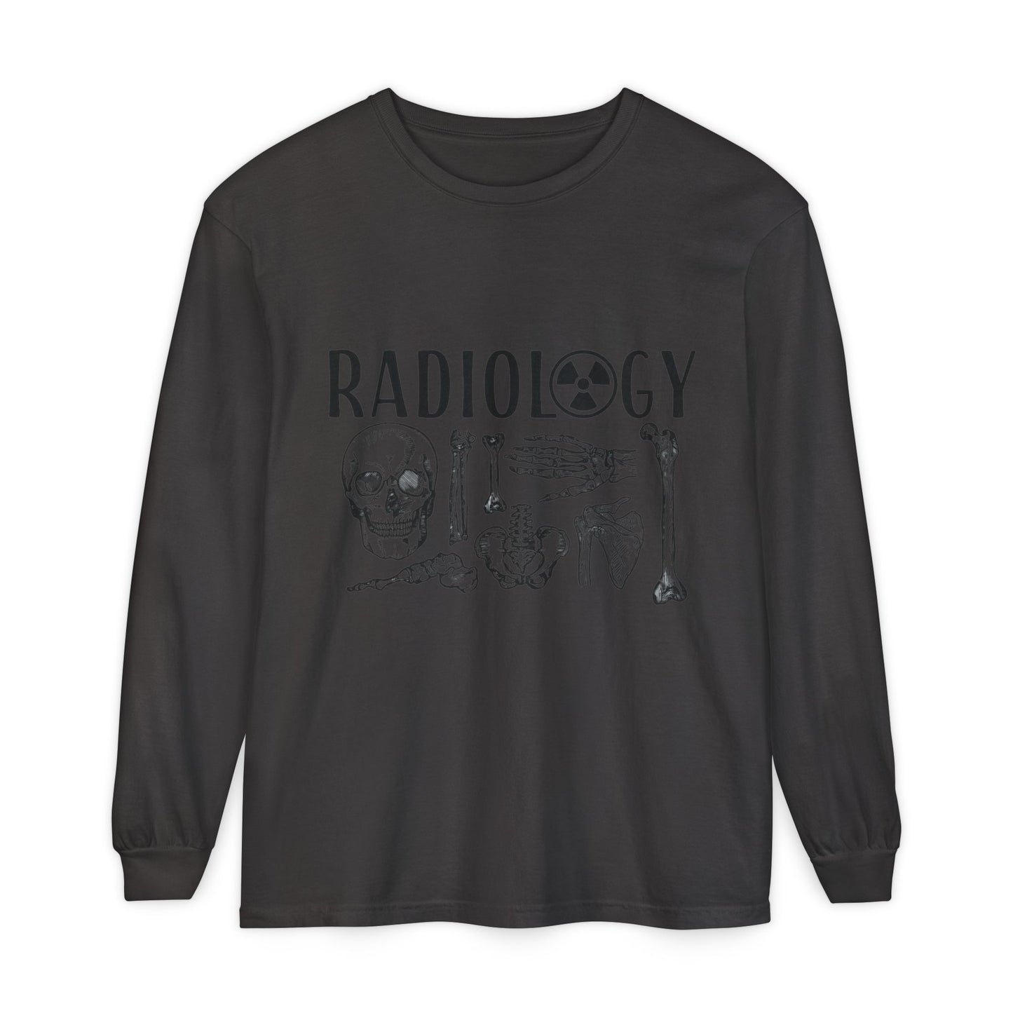 Radiology Anatomy Long Sleeve Tee — Skull & Bones Medical Shirt for Radiologic Technicians